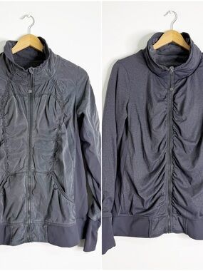 Lululemon Reversible Zip Jacket Gray Ruched Yoga Jacket Size 10